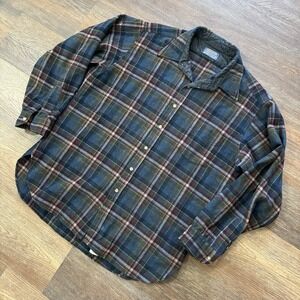 VTG Pendleton 60s-70s Button Up Shirt USA Woolmark Virgin Wool Plaid XL *HOLES*